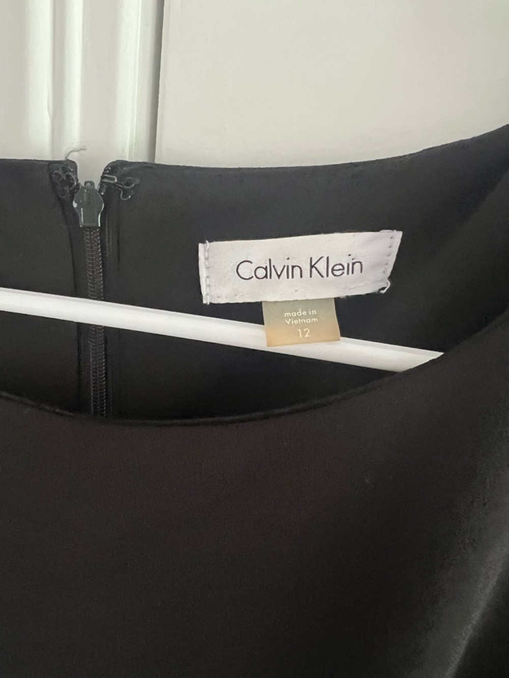 Calvin Klein Black Sheath Dress with Mesh Stripe Accents - Picture 2 of 3